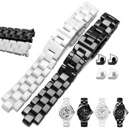 Watch Bands Ceramics Wristband High Women's Men's Strap Fashion Bracelet Black White 16mm 19mm For J12244e