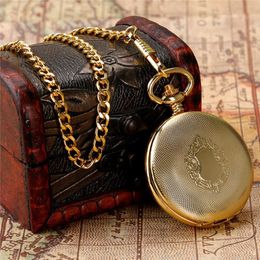 Antique Retro Luxury Yellow Gold Shield Watches Men Women Pocket Watch Mechanical Hand Winding FOB Pendant Chain Clock Timepiece G2945