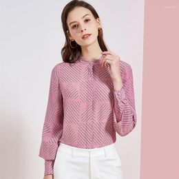 Men's Casual Shirts Women's Blouses And Tops Silk Pink Plaid Floral Office Formal Plus Large Size Spring Summer Sexy Haut Femme