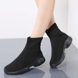 Boots Socks Shoes Breathable Hightop Women Shoes Woman Flats Fashion Sneakers Stretch Fabric Casual SlipOn Ladies Shoes New 2022