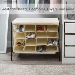 Storage Holders Racks Simple 4-layer fabric 16 pair shoe cube Organiser with accessory cover Y240319