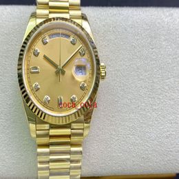 Nuova versione di fabbrica Orologio da banco di qualità 36mm Quadrante champagne con diamanti Cal 3255 Movimento automatico ETA Diving Nuoto Orologio da uomo256j