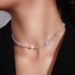 Choker Stonefans Simple Round Ball Matal Bead Chain Neck Jewelry Statement Shape Rhinestone Necelace Accessories