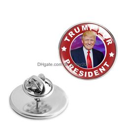 Other Festive Party Supplies 2024 Trump Crystal Glass Clothing Brooches American Election Metal Badge Pins Drop Delivery Home Garden Dhczn