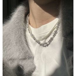 Nuova collana a doppio strato di perla bianca per donne, catena di colletti di moda