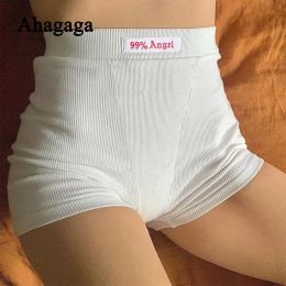 Dresses Ahagaga Embroidery Shorts Women New Fashion 99% Angel Letter Print Elastic High Waist Biker Shorts Sporty Fitness Short Pants