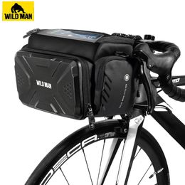 WILD MAN Bicycle Bag Big Capacity Waterproof Front Tube Cycling MTB Handlebar Trunk Pannier Pack Bike Accessories 240312