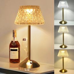 Nordic Crystal Table Lamp Touch Dimming Desk Lamp USB Rechargeable Night Light Coffee Bar el Bedroom Decor Atmosphere Light 240305