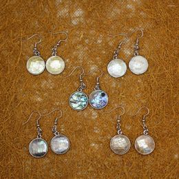 Dangle Earrings 1Pair 5Clrs Classic Natural Shell Pendant Round For Women Crystal Elegant Wedding Party Jewellery Hand Made