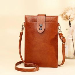 Shoulder Bags Fashion Literary Retro Bag Simple Casual Vertical Package Korean Version Of Solid Color Buckle Crossbody Phone Packet