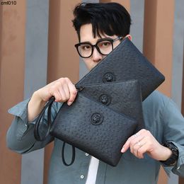 Designer Wallet New Mens Grab Bag with Ostrich Pattern Armpit Long {category}