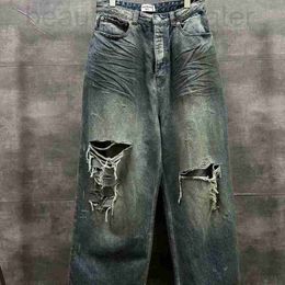 Men's Jeans designer High version Paris B family hidden dyed dirty aristocratic denim pants, men's and women's loose fitting Os jeans V1GA