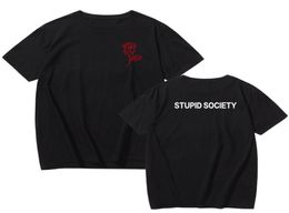 Summer New Fashion Stupid Society Rose Printing Short Sleeve T Shirt Harajuku Tops Tees 2XL Plus Size Unisex Tshirt Fashion9636298