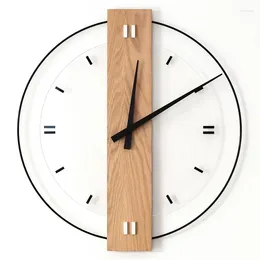 Wall Clocks Creative Simple Clock Solid Wood Square Mute Round Personalised Decorative Decoration For Living Room Bedroom