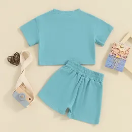 Clothing Sets Toddler Baby Girl Boy Summer Round Neck Short Sleeve T-Shirt Letter Print Big Little Brother Sister Matching Elastic Pullover