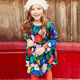 Mädchen Kleider 2024 Baby Kleid Langarm Mädchen Baumwolle Bluse Floral Kleidung Vestidos 1-7 Jahre Pullover Outfits