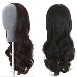 Human Hair Half Wigs For Black Women Long Body Wave 3/4 Machine Hair Wigs 100% Remy Brazilian remy Hair Wigs (#2,#4,natural black)