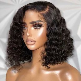 Synthetic Wigs Human Chignons Deep Wave Frontal Wig 13x4 Short Bob Wig Lace Front Human Hair Wigs Brazilian 180 Density Curly Human Hair Wig On Sale Clearance 240329