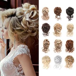 Synthetic Wigs Hair Accessories Messy Bun Hair Piece Tousled Updo Hair Buns 10Inch Elegant Elastic Band Hair Pieces Curly Hair Bun Scrunchie For Women 240328 240327