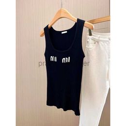 Designer women's casual dress Brand Miui Black Designer Camisole Dress Sweet Mini Skirt Sexy Sleeveless Vest Summer Y2K Knitted Tank Top