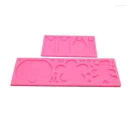 Keychains 2 Pieces Silicone Resin Mould Lid Labels Moulds Keyring Pendant Moulds Jewellery Charm Material For DIY Craft