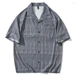 Men's Casual Shirts Summer Turn-Down Collar Shirt Men Front Chest Pocket Fashion Korean Streetwear Button Short Sleeved Clothing Tops Male
