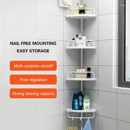 Bath Accessory Set No-Punching Wall Hangers Rail Storage Rack Retractable Stainless Steel Tripod Multi-Functional Floor Bathroom Accessories