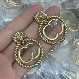 Designer Classic Letter Earrings Glogo Studs Stamps Retro 14k Gold Earrings For Women's Double Wedding G Party Birthday Gift Jewellery Woman 608