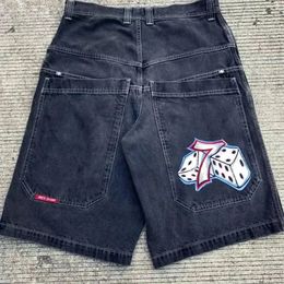 Hip Hop Jnco Jeans Denim Shorts Vintage Pattern Men Women Summer Harajuku Gothic Men Basketball Purple Shorts Streetwear 111