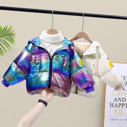 Down Coat 2024 Colorful Bright Jacket Candy Color Children Boys And Girls White Duck Hooded Kids Parka Cloth