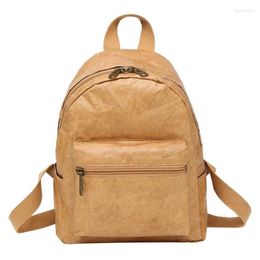 School Bags Unisex Backpack Kraft Paper Bag Foldable Decompressed Washable Tear-Resistant Environmental-Friendly Women & Male