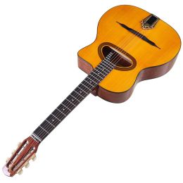 Guitar Django Acoustic Guitar 41 Inch Orange High Gloss Finish Jango Guitar Solid Spruce Wood Top 6 Strings 22F with Classic Head