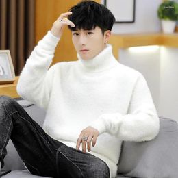 Men's Sweaters 2024 Solid Color Large High Neck Sweater For Korean Fashion Knitwear