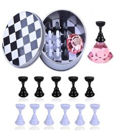 Set False Nail Tips Holder Practise Training Display StandMWOOT Chess Board Magnetic Crystal Nail Art Holder Stand for Nail Salon9605287