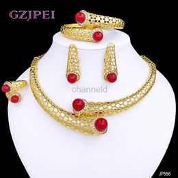 Bangle Womens Luxury Jewellery Set Design Pearl Imitation Necklace Earring Bracelet Jewellery Ring Dubai Party Set 240319