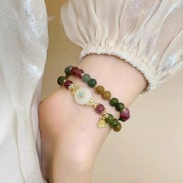 Strand Stone Bracelet Wristband Colorful Vintage Tourmaline For Women Exquisite Luxury Double-layered Design To A