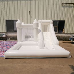 wholesale Commercial full PVC bounce house jumper Inflatable Wedding White Bouncy Castle With slide and ball pit Jumping Bed