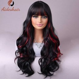 Synthetic Wigs Cosplay Wigs Black wig with bangs Natural medium length straight wig for women heat resistant Fibre synthetic wig for daily Cosplay 240328 240327