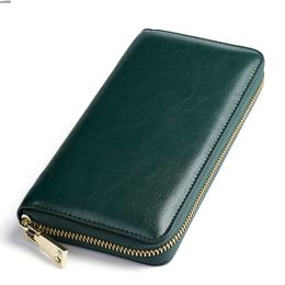 Designer Wallet New Oil Wax Pattern Cowhide Womens Zipper Long Genuine Leather Large Capacity Changcai Cloth {category}