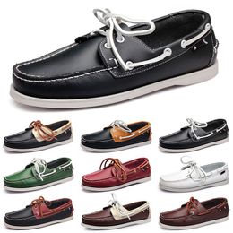 Mens Casual Shoes Black Leisures Silvers Taupe Dlives Brown Grey Red Green Walking Low Soft Multis Leather Men Sneakers Outdoor Trainers Boat Shoes Breathable AA009