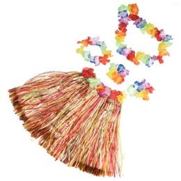 Decorative Flowers Flower Garlands Grass Skirt Costume Decoration Holiday Plastic Playing Hawaiian Suit Wristband Suitable Funny