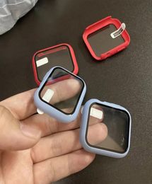 Fashion Bumper Frame PC Hard Case With Tempered Glass Film Button Dustproof Hole For iWatch 5 4 3 2 1 Cover 360 Full Screen Protec6277246