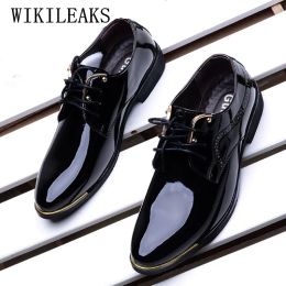 Shoes New Business Men Shoes Pointed Toe Patent Leather Black Formal Wedding Dress Shoes Men 2024 Oxford Shoes For Men Chaussure Homme