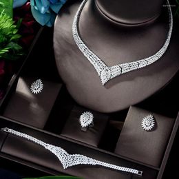 Necklace Earrings Set HIBRIDE Design Simple Cubic Zirconia Geometric Shape Women Bridal Jewellery Weeding Accessories Bijoux Femme N-1167