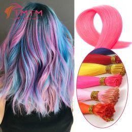 Extensions I Tip Human Hair Extensions Kit Rainbow Coloured Microlink Capsule Keratin Natural Fusion Human Hair 0.8G/pc 20/50/100 Strands