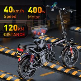 Bicycle Electric Bicycle 14 Inch 400W Mini City Bike 48V 10Ah 25Ah Folding Ebike 120KM Mountain Cycling Full Throttle Vacuum Tyre