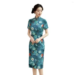 Ethnic Clothing Cheongsam Pography Evening Dress Old Shanghai Banquet Lady Fashion Young Slimming Party Printed Chinese Style