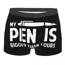 Underpants Sexy Boxer Shorts Panties Men My Pen Is Bigger Than Yours Underwear Mid Waist Underpants for Homme S-XXL 24319