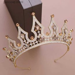 Tiaras Wedding Hair Accessories Rose Gold Crystal Tiara and Crown Bride Headwear Ornaments Tiara Wedding Crown Headpiece Hair Jewelry Y240319