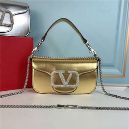 Shop design handbag wholesale retail Letter Diamond Button Exquisite Chain Small Bag Shoulder Diagonal Cross Portable Leather Underarm